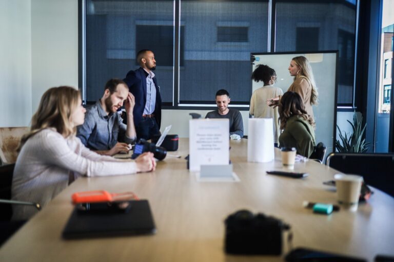 People discussing in a meeting room